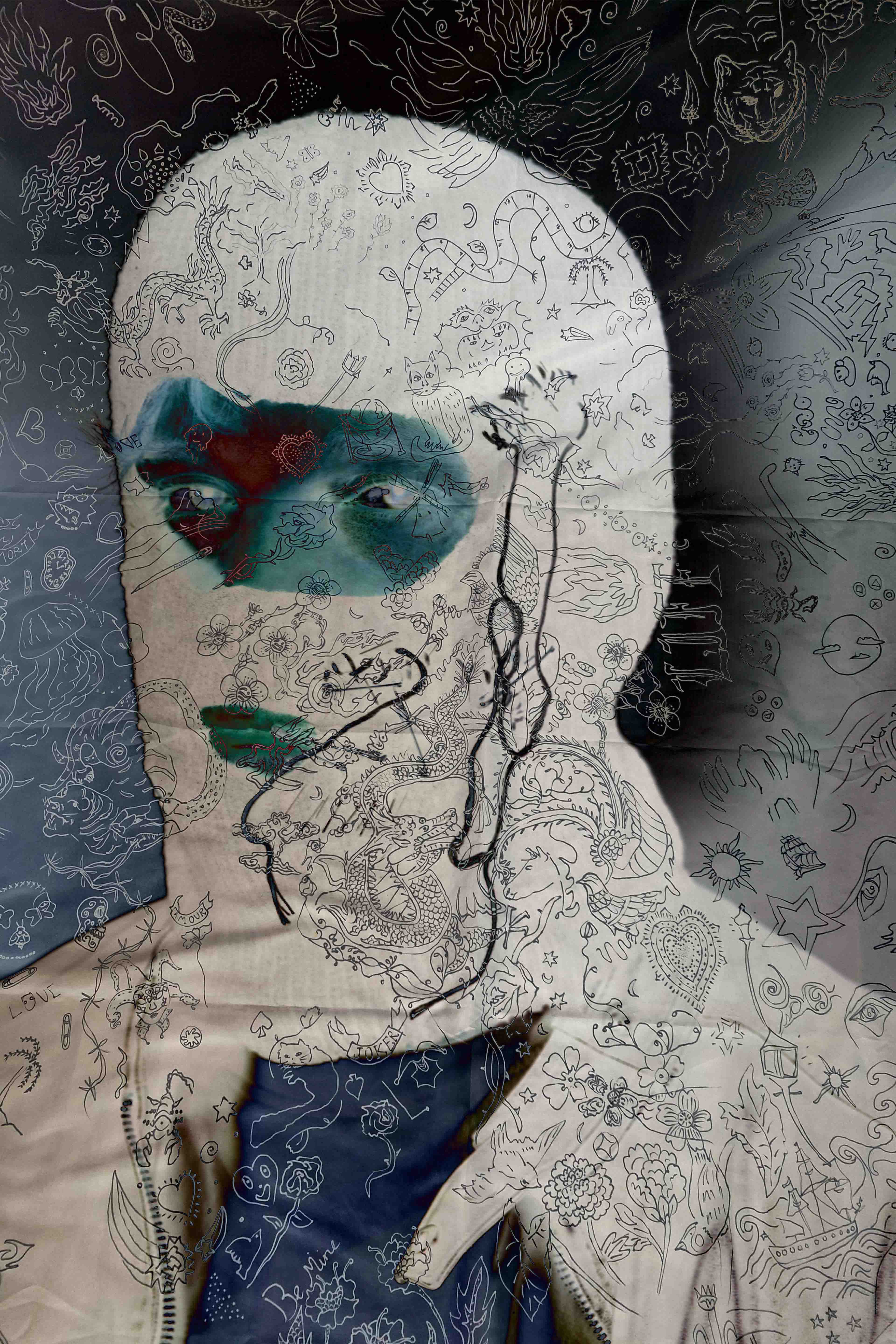 negative balaclava with drawings